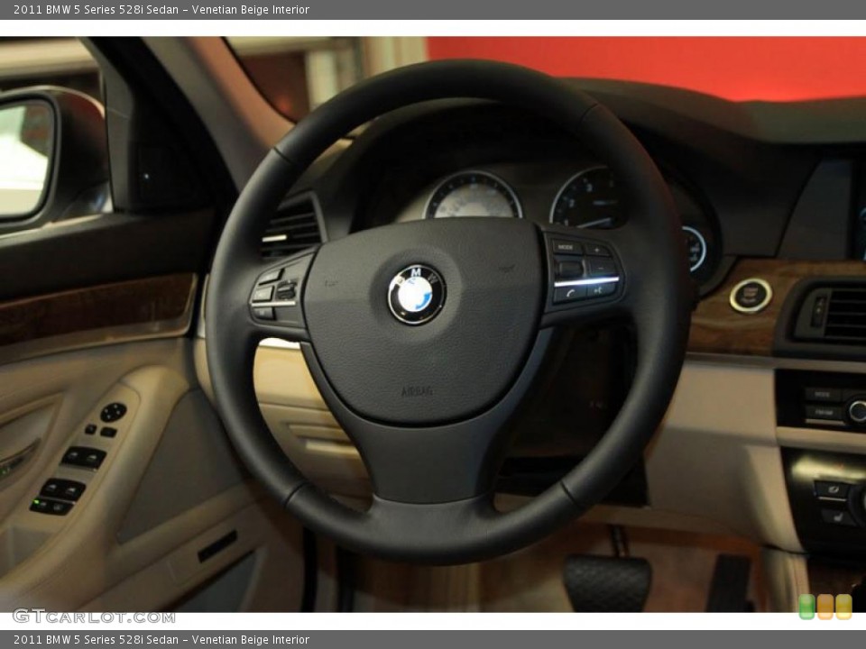 Venetian Beige Interior Steering Wheel for the 2011 BMW 5 Series 528i Sedan #39480146