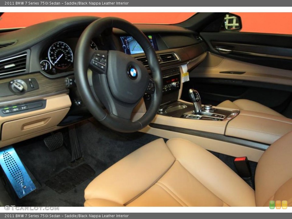 Saddle/Black Nappa Leather Interior Prime Interior for the 2011 BMW 7 Series 750i Sedan #39480666