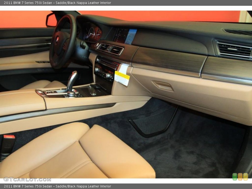 Saddle/Black Nappa Leather Interior Dashboard for the 2011 BMW 7 Series 750i Sedan #39480734