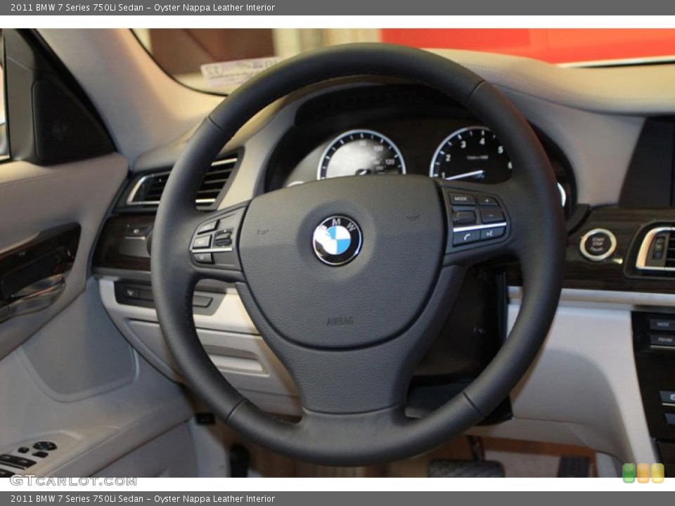 Oyster Nappa Leather Interior Steering Wheel for the 2011 BMW 7 Series 750Li Sedan #39482259