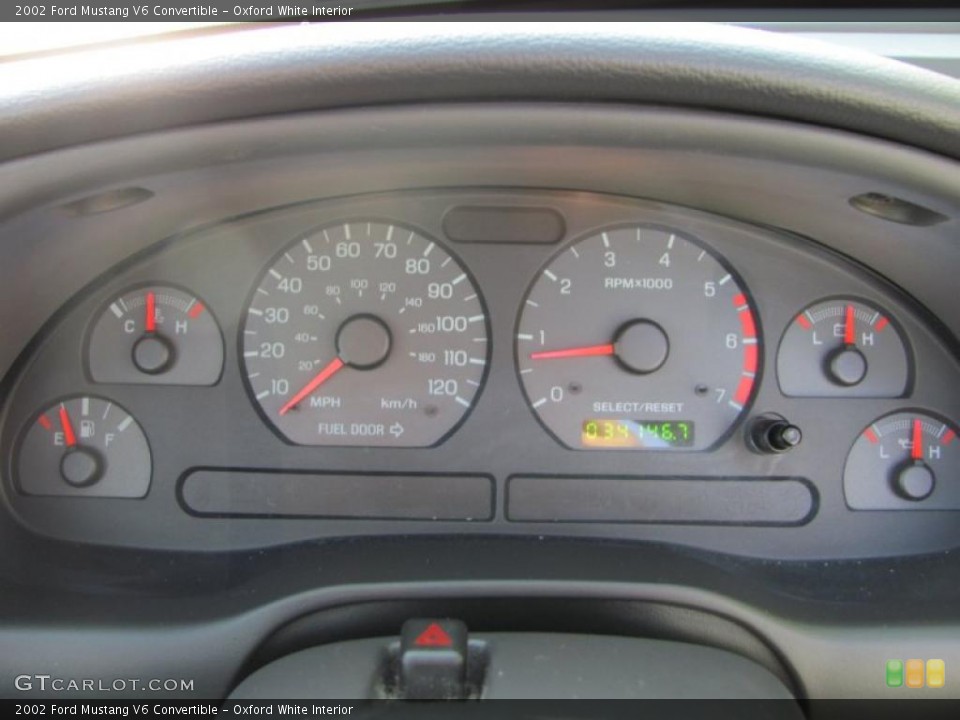 Oxford White Interior Gauges for the 2002 Ford Mustang V6 Convertible #39483533