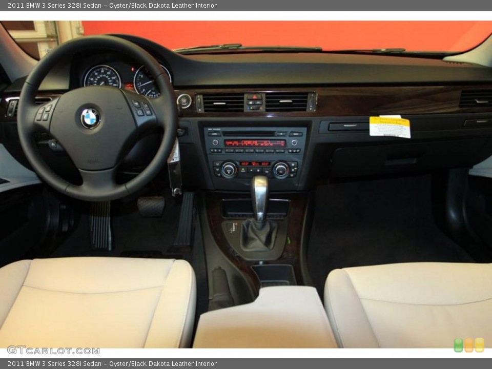 Oyster/Black Dakota Leather Interior Dashboard for the 2011 BMW 3 Series 328i Sedan #39490172
