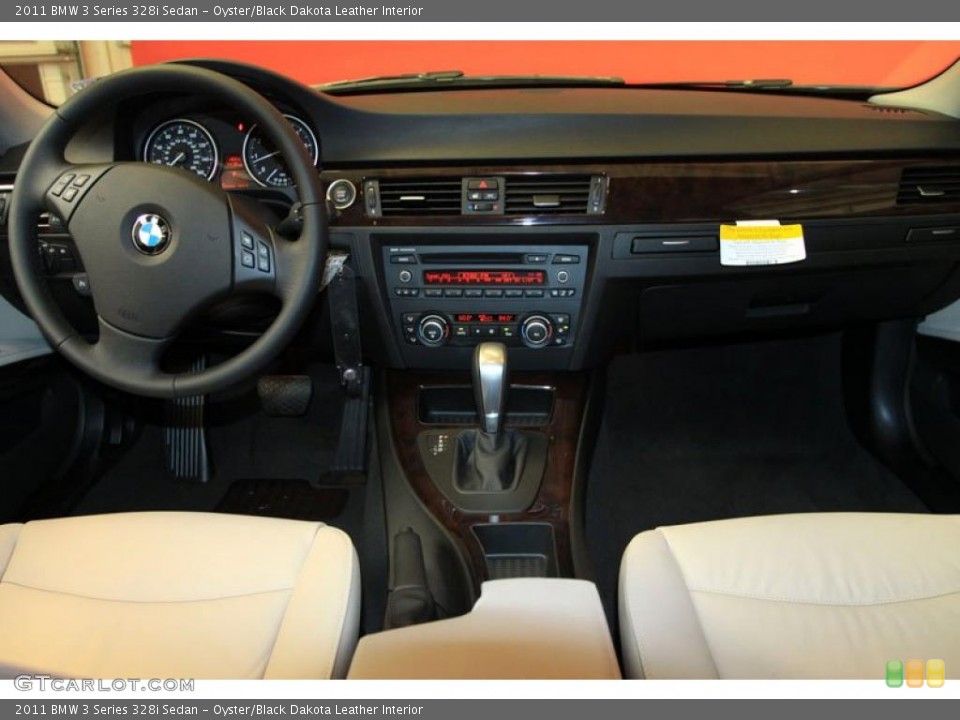 Oyster/Black Dakota Leather Interior Dashboard for the 2011 BMW 3 Series 328i Sedan #39490408
