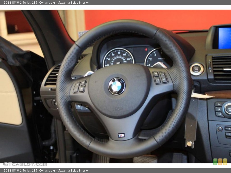 Savanna Beige Interior Steering Wheel for the 2011 BMW 1 Series 135i Convertible #39491900
