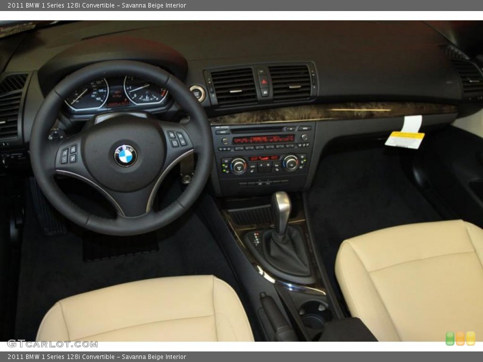 Savanna Beige Interior Dashboard for the 2011 BMW 1 Series 128i Convertible #39491992