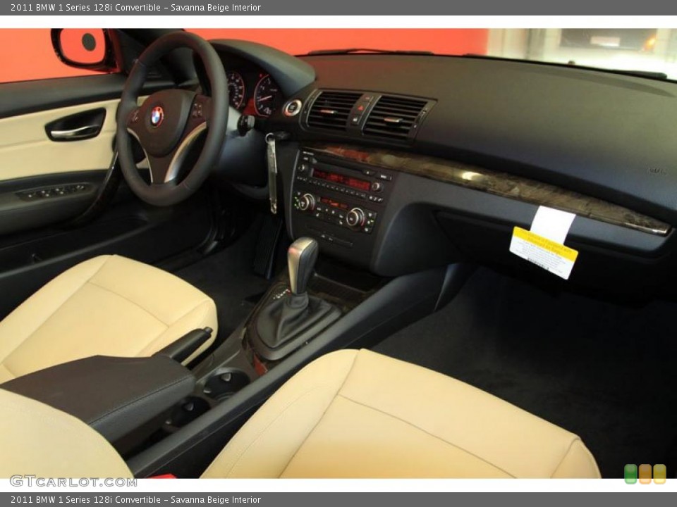 Savanna Beige Interior Dashboard for the 2011 BMW 1 Series 128i Convertible #39492024