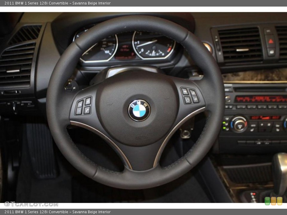Savanna Beige Interior Steering Wheel for the 2011 BMW 1 Series 128i Convertible #39492112