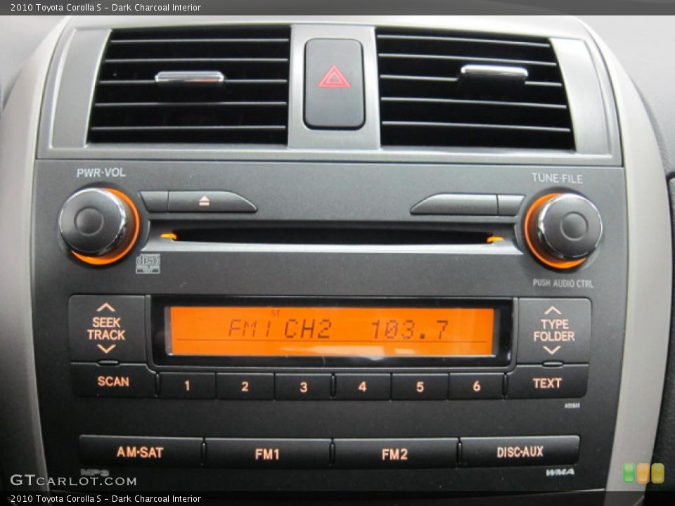 Dark Charcoal Interior Controls for the 2010 Toyota Corolla S #39513784