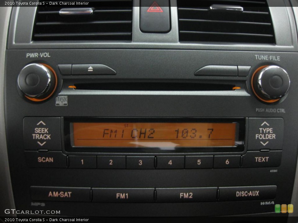 Dark Charcoal Interior Controls for the 2010 Toyota Corolla S #39526013