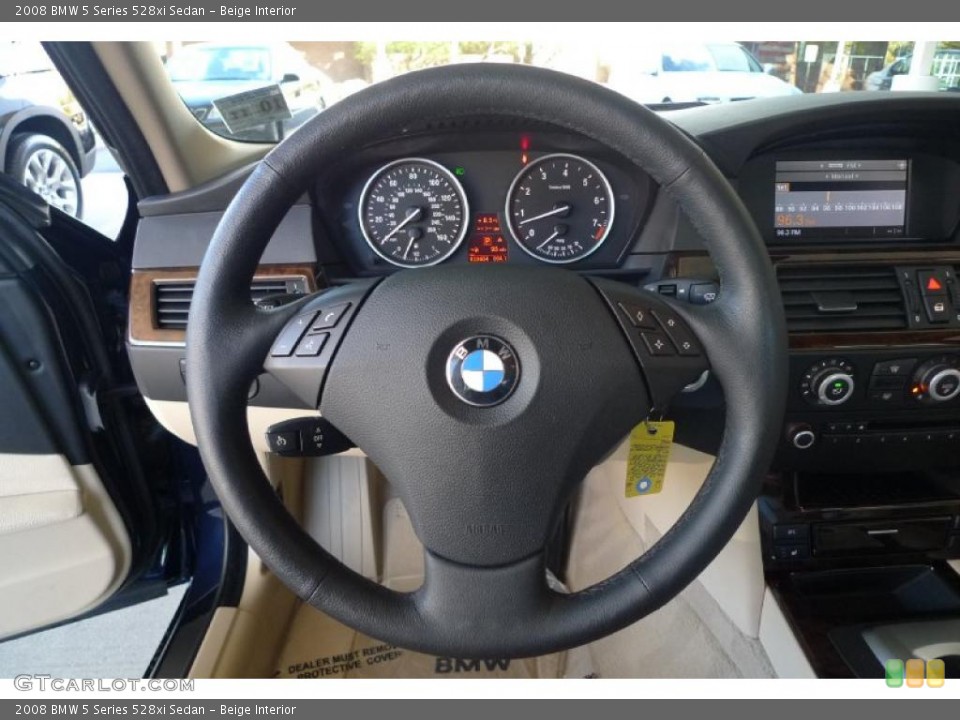 Beige Interior Steering Wheel for the 2008 BMW 5 Series 528xi Sedan #39528313