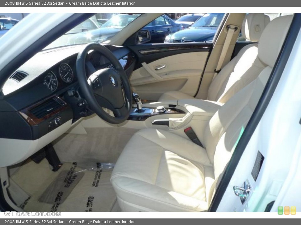 Cream Beige Dakota Leather Interior Photo for the 2008 BMW 5 Series 528xi Sedan #39529053