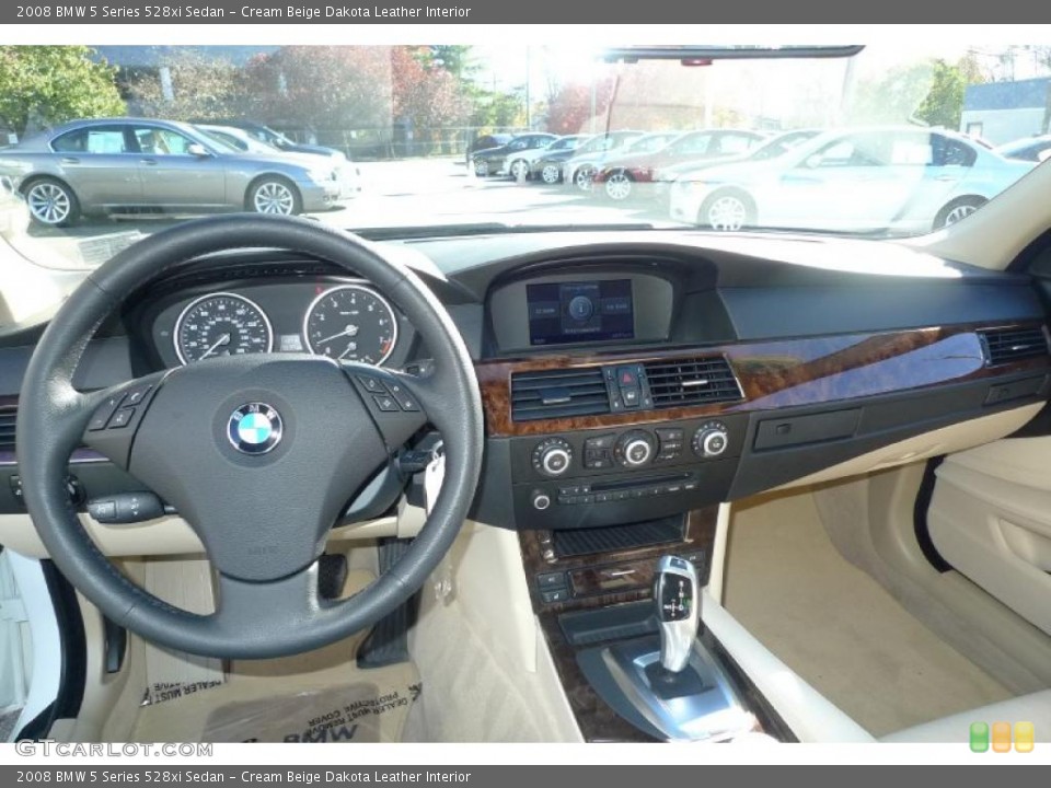 Cream Beige Dakota Leather Interior Dashboard for the 2008 BMW 5 Series 528xi Sedan #39529077