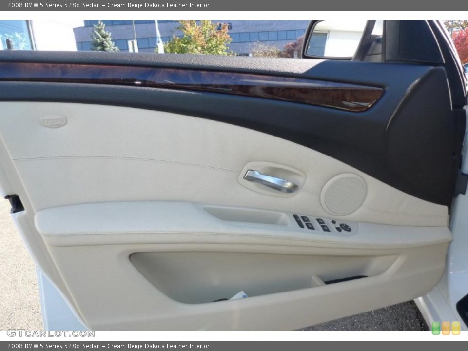 Cream Beige Dakota Leather Interior Door Panel for the 2008 BMW 5 Series 528xi Sedan #39529296