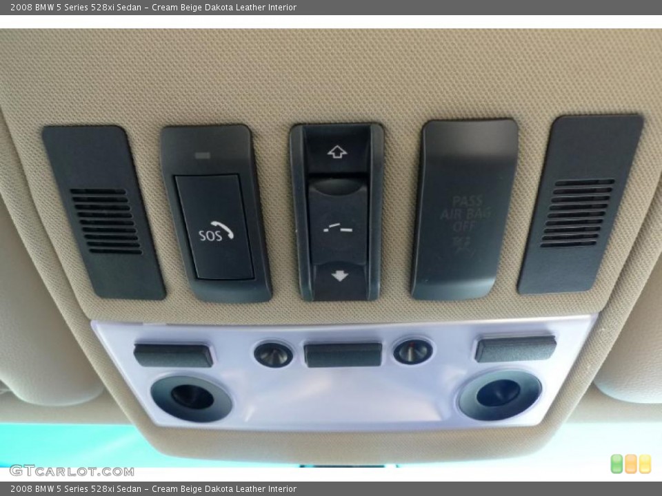 Cream Beige Dakota Leather Interior Controls for the 2008 BMW 5 Series 528xi Sedan #39529589