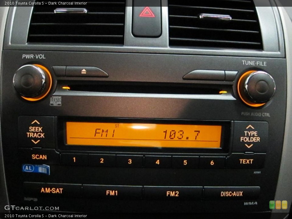 Dark Charcoal Interior Controls for the 2010 Toyota Corolla S #39530061