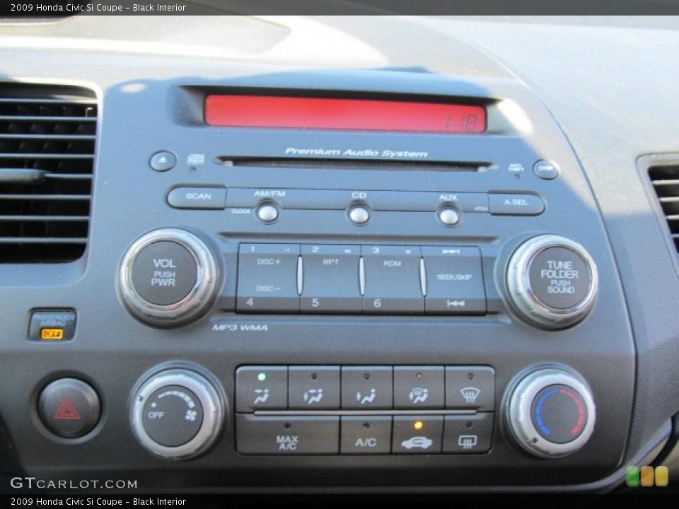 Black Interior Controls for the 2009 Honda Civic Si Coupe #39610729