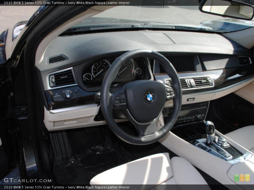 Ivory White/Black Nappa Leather Interior Prime Interior for the 2010 BMW 5 Series 535i Gran Turismo #39671414