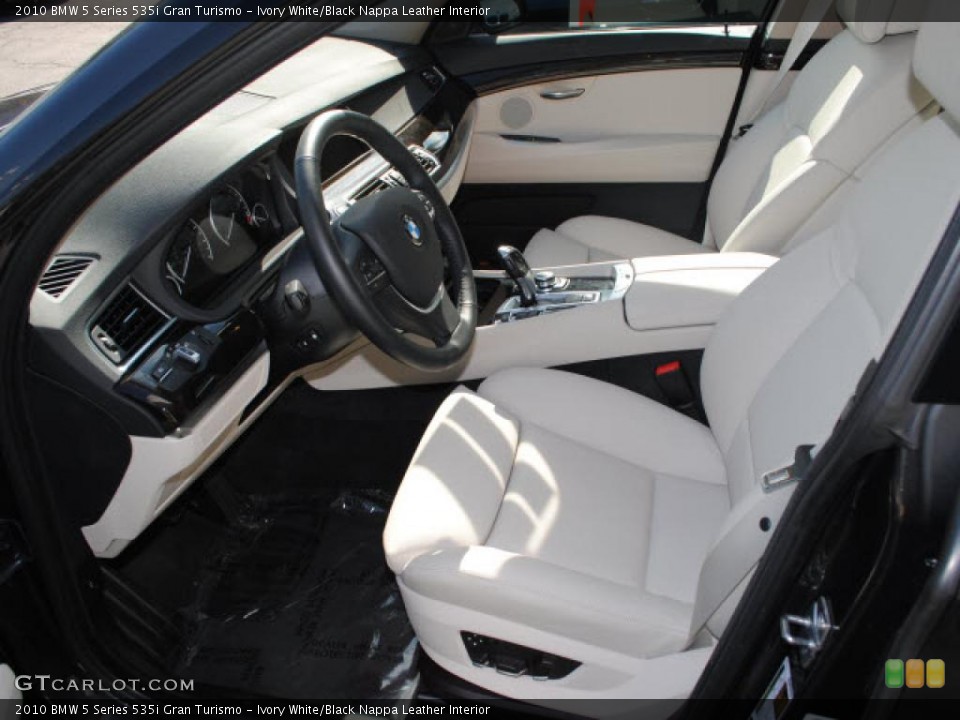 Ivory White/Black Nappa Leather Interior Photo for the 2010 BMW 5 Series 535i Gran Turismo #39671431