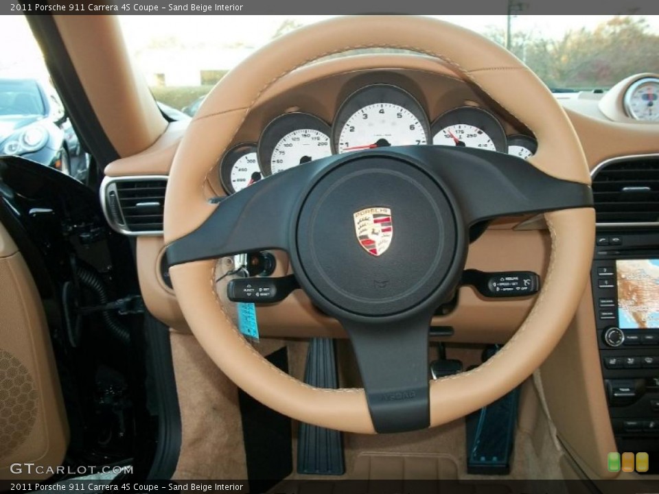 Sand Beige Interior Steering Wheel for the 2011 Porsche 911 Carrera 4S Coupe #39676955