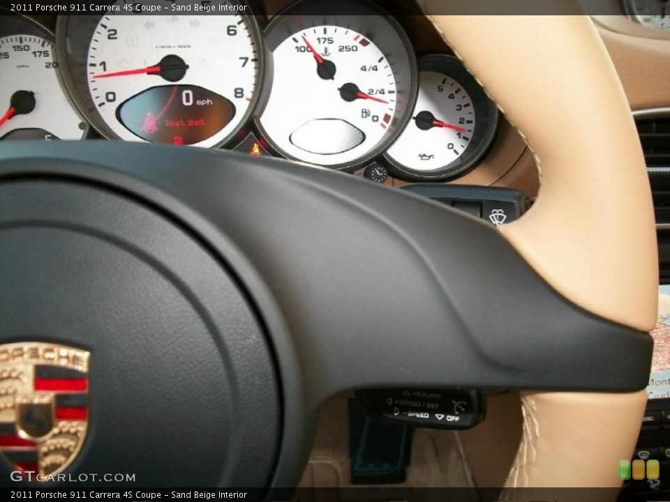 Sand Beige Interior Gauges for the 2011 Porsche 911 Carrera 4S Coupe #39676989