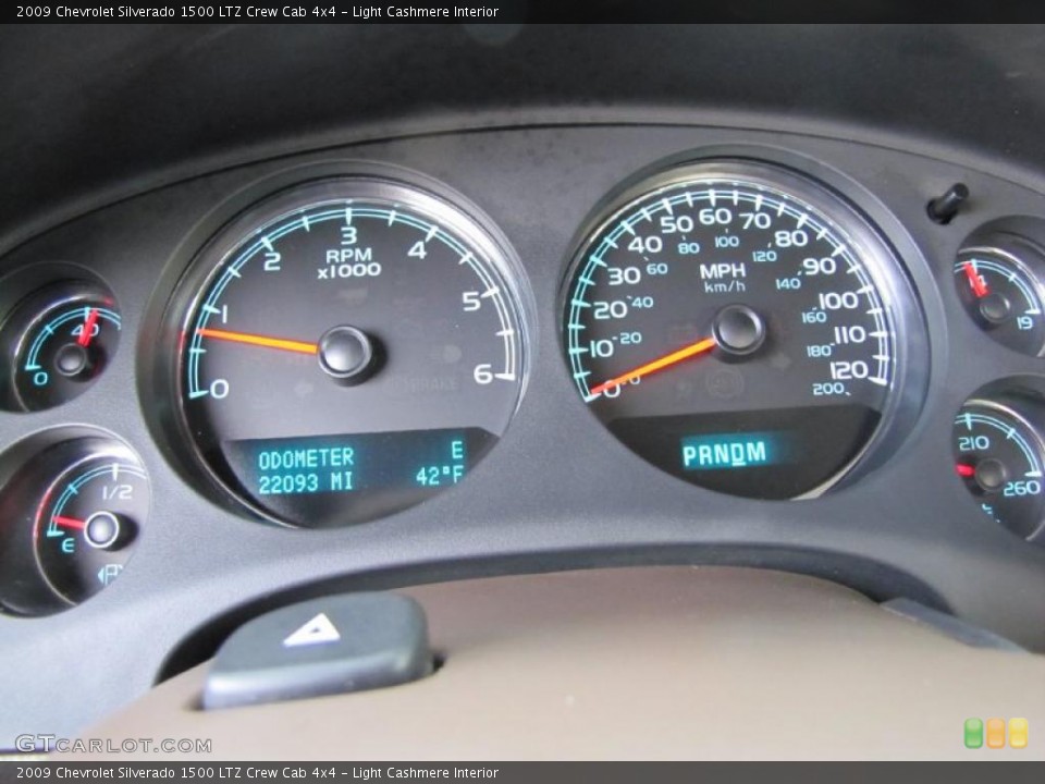 Light Cashmere Interior Gauges for the 2009 Chevrolet Silverado 1500 LTZ Crew Cab 4x4 #39733252