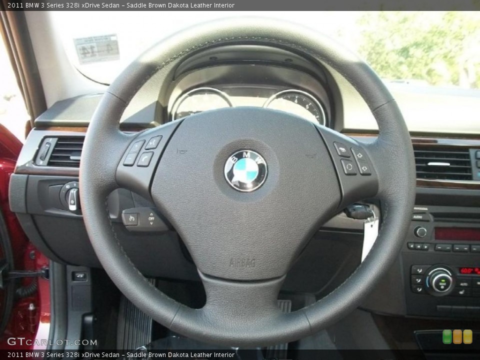 Saddle Brown Dakota Leather Interior Steering Wheel for the 2011 BMW 3 Series 328i xDrive Sedan #39794806