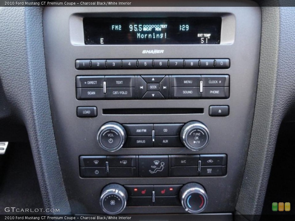 Charcoal Black/White Interior Controls for the 2010 Ford Mustang GT Premium Coupe #39865447