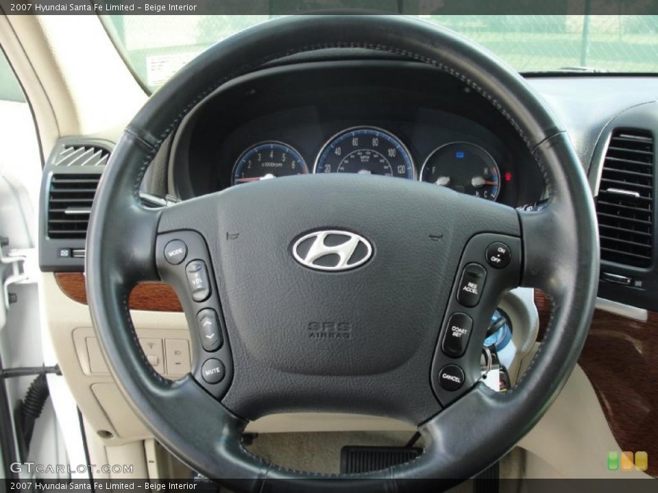 Beige Interior Steering Wheel for the 2007 Hyundai Santa Fe Limited #39874773