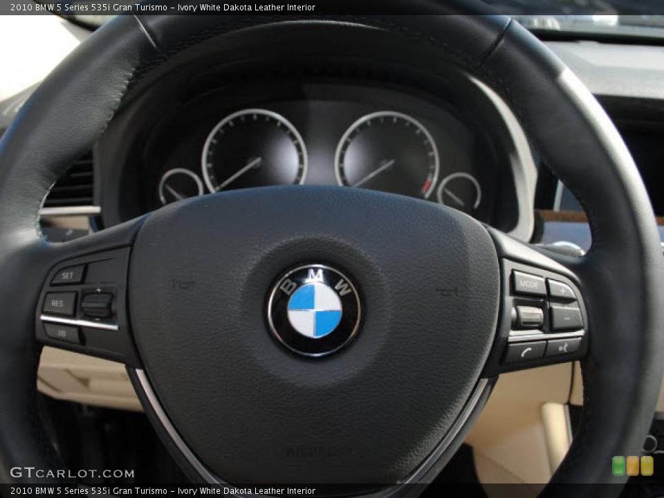 Ivory White Dakota Leather Interior Controls for the 2010 BMW 5 Series 535i Gran Turismo #39876599