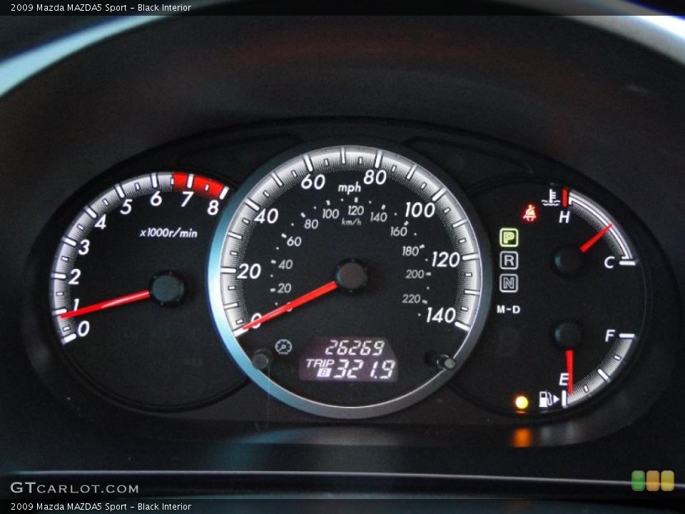 Black Interior Gauges for the 2009 Mazda MAZDA5 Sport #39926064