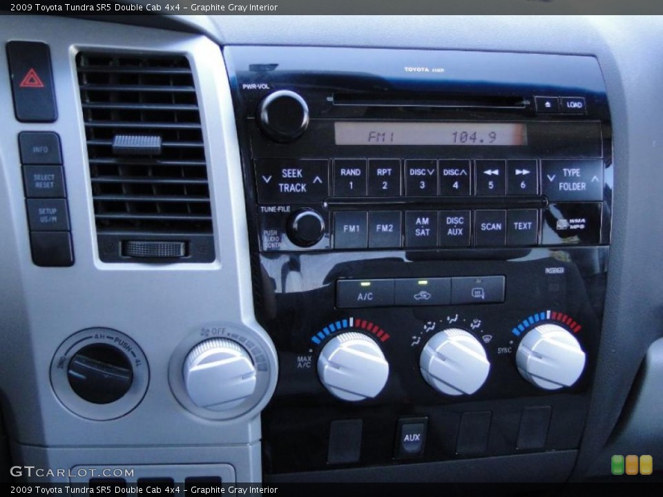Graphite Gray Interior Controls for the 2009 Toyota Tundra SR5 Double Cab 4x4 #39939112