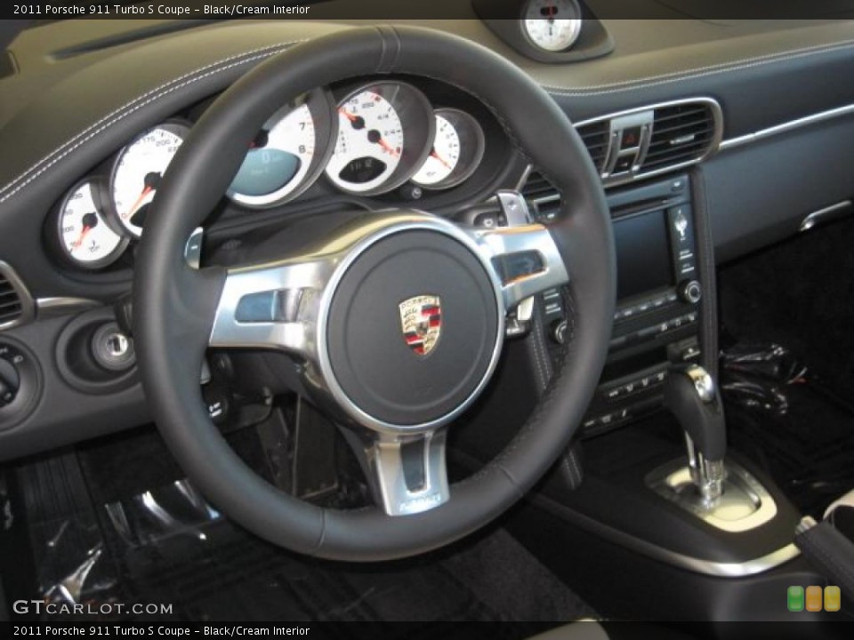 Black/Cream Interior Steering Wheel for the 2011 Porsche 911 Turbo S Coupe #40038493