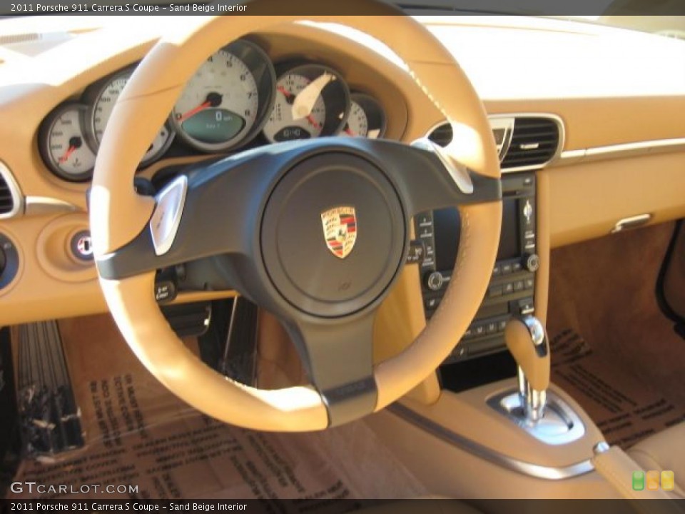 Sand Beige Interior Steering Wheel for the 2011 Porsche 911 Carrera S Coupe #40038614