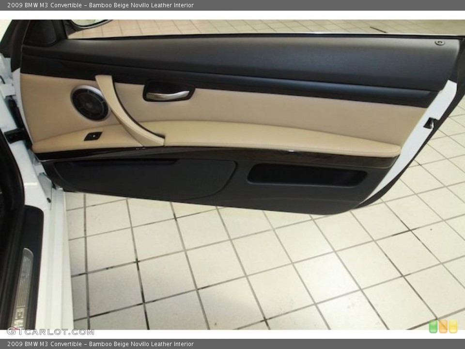 Bamboo Beige Novillo Leather Interior Door Panel for the 2009 BMW M3 Convertible #40059531