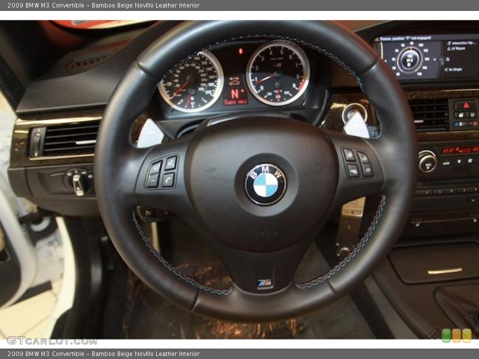 Bamboo Beige Novillo Leather Interior Steering Wheel for the 2009 BMW M3 Convertible #40059579