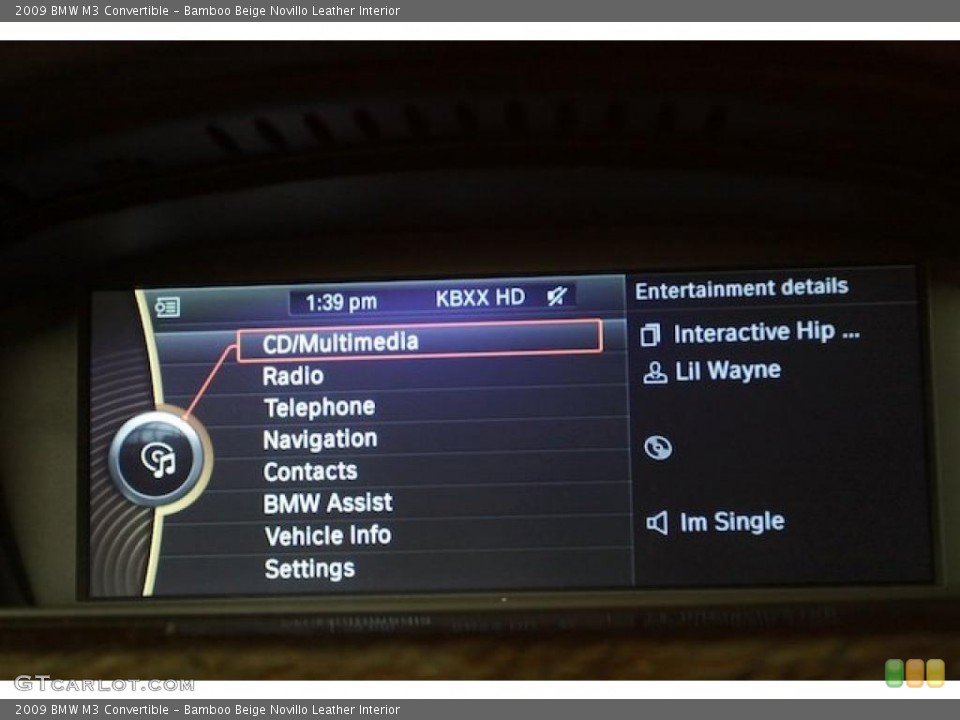Bamboo Beige Novillo Leather Interior Controls for the 2009 BMW M3 Convertible #40059611