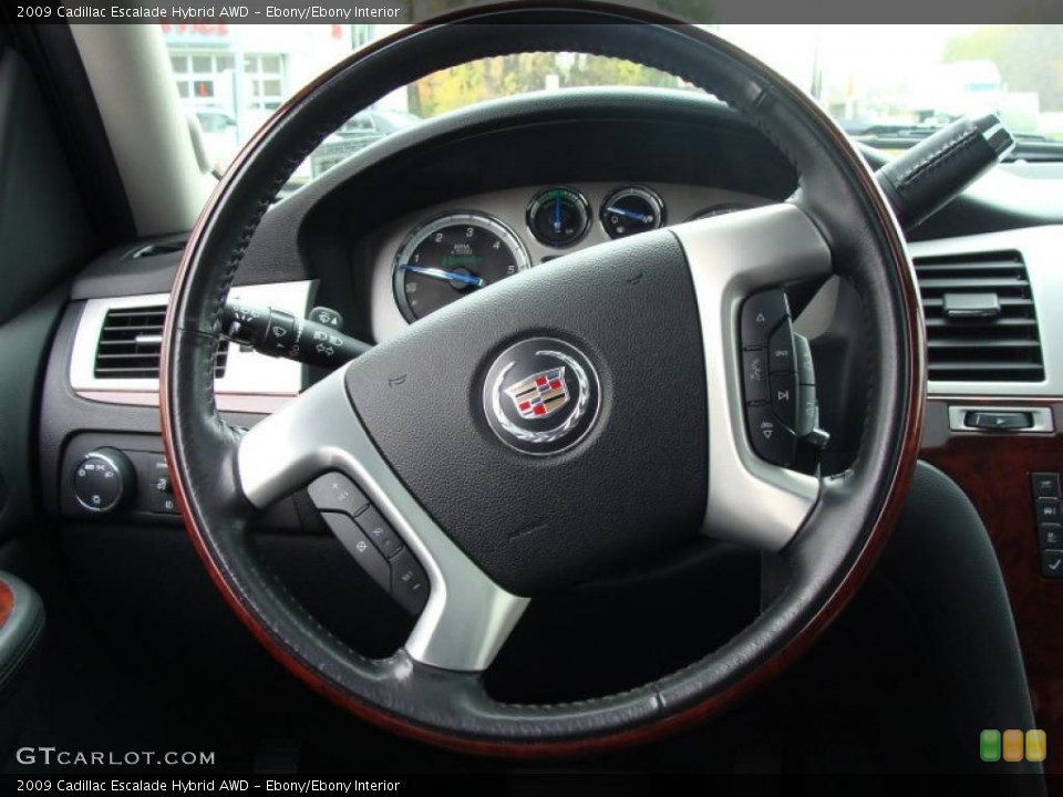 Ebony/Ebony Interior Steering Wheel for the 2009 Cadillac Escalade Hybrid AWD #40128396