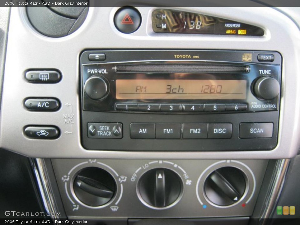 Dark Gray Interior Controls for the 2006 Toyota Matrix AWD #40258338