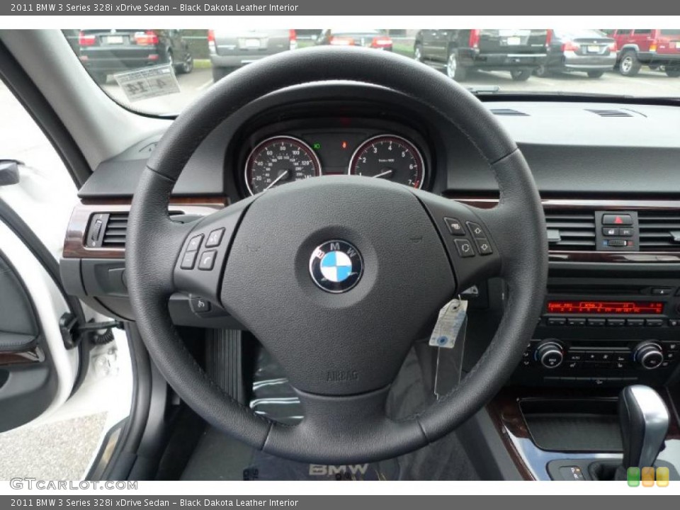 Black Dakota Leather Interior Steering Wheel for the 2011 BMW 3 Series 328i xDrive Sedan #40279430