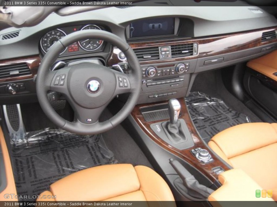 Saddle Brown Dakota Leather Interior Prime Interior for the 2011 BMW 3 Series 335i Convertible #40279750
