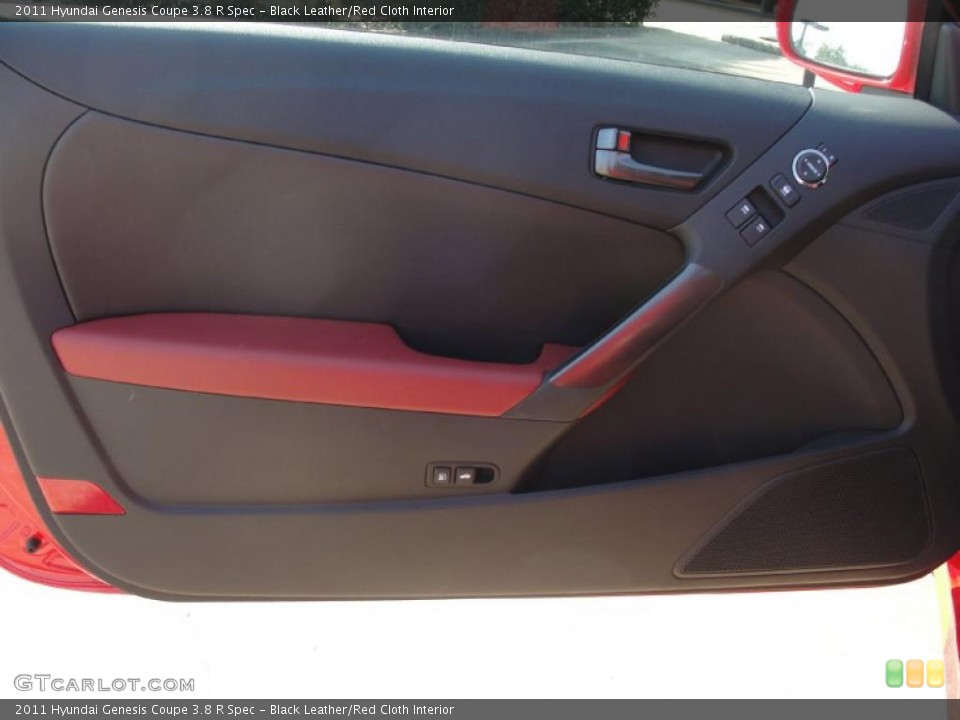 Black Leather/Red Cloth Interior Door Panel for the 2011 Hyundai Genesis Coupe 3.8 R Spec #40289578