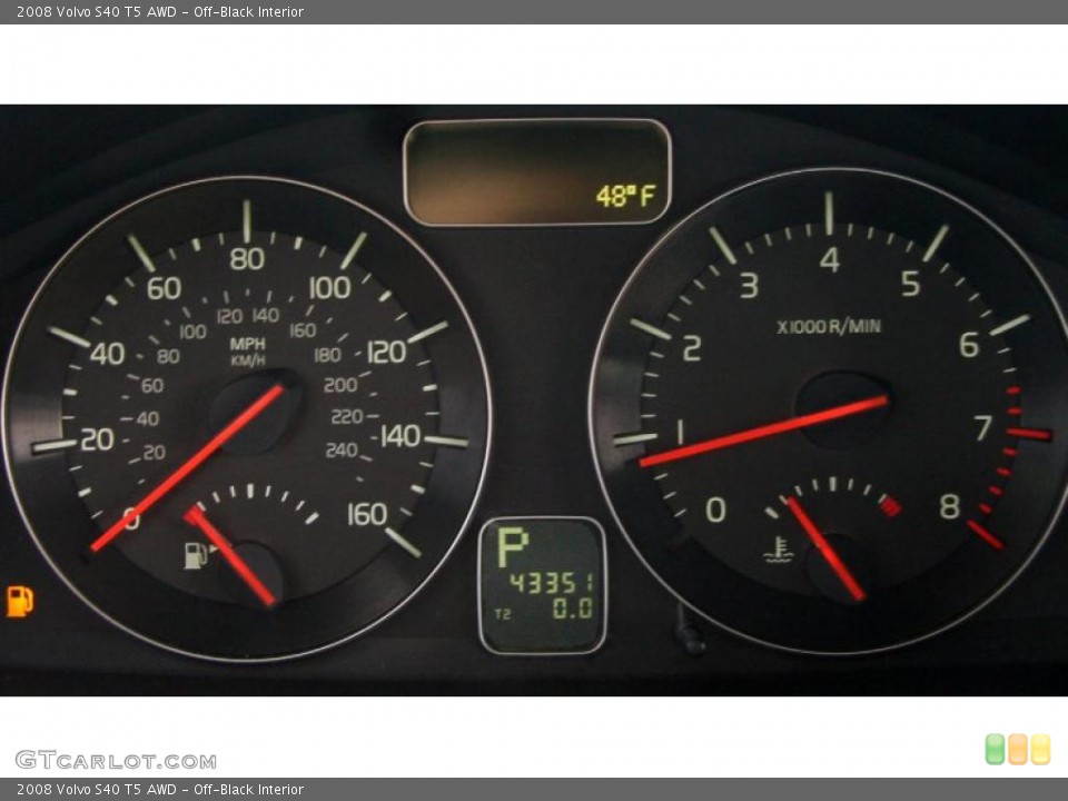 Off-Black Interior Gauges for the 2008 Volvo S40 T5 AWD #40318080