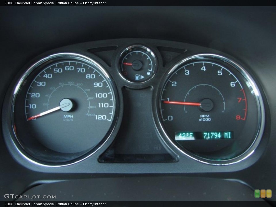 Ebony Interior Gauges for the 2008 Chevrolet Cobalt Special Edition Coupe #40320368