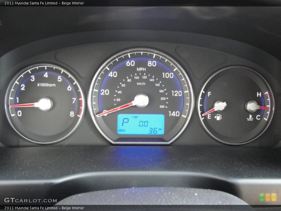 Beige Interior Gauges for the 2011 Hyundai Santa Fe Limited #40401629