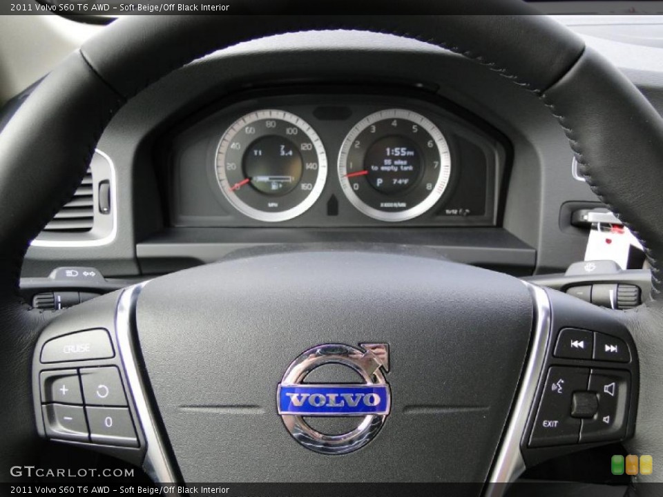 Soft Beige/Off Black Interior Steering Wheel for the 2011 Volvo S60 T6 AWD #40473605