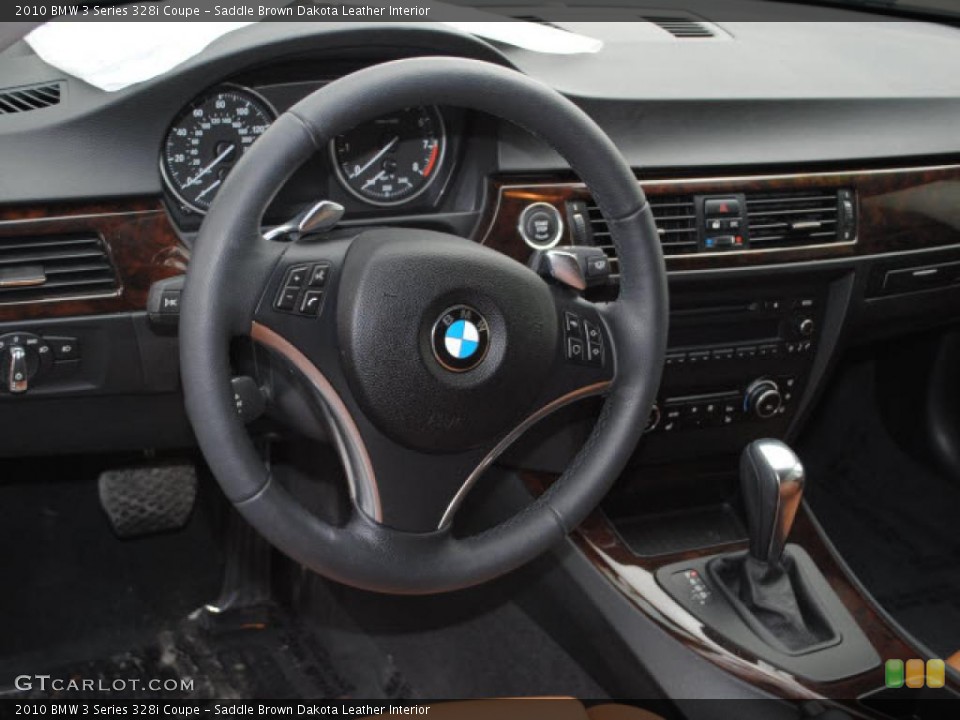 Saddle Brown Dakota Leather Interior Steering Wheel for the 2010 BMW 3 Series 328i Coupe #40575613