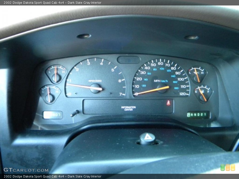 Dark Slate Gray Interior Gauges for the 2002 Dodge Dakota Sport Quad Cab 4x4 #40583705