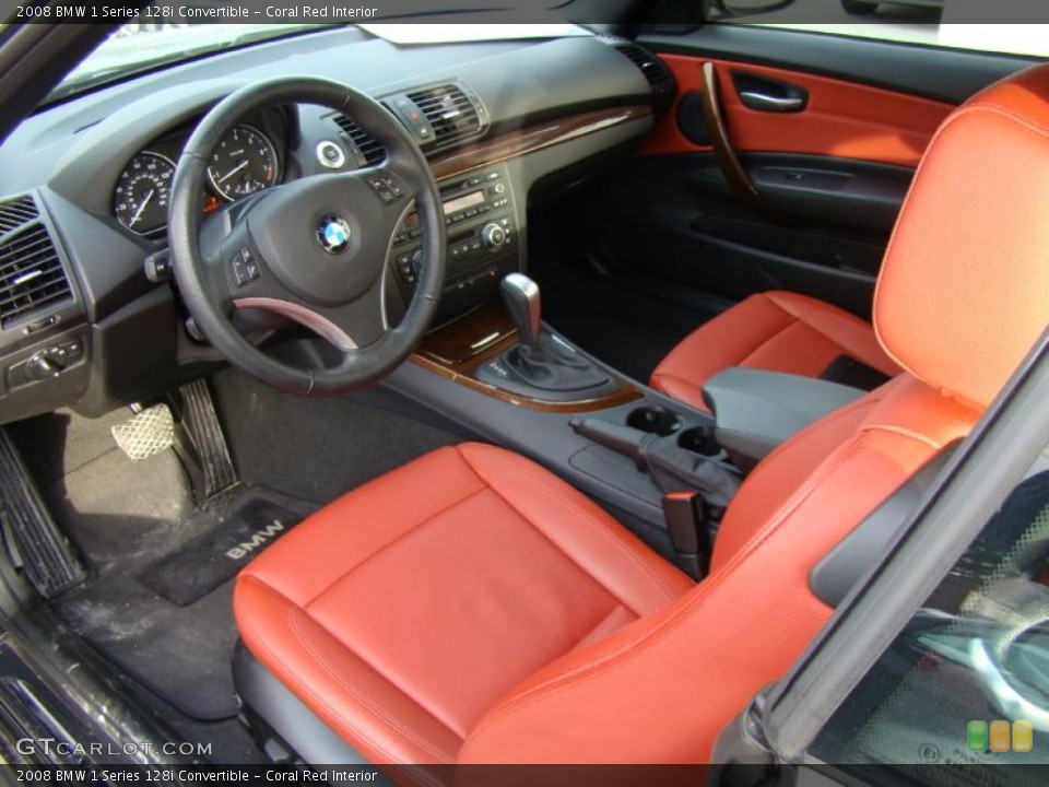 Coral Red Interior Prime Interior for the 2008 BMW 1 Series 128i Convertible #40605865