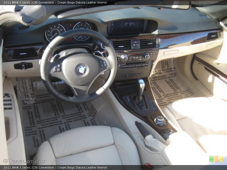Cream Beige Dakota Leather Interior Prime Interior for the 2011 BMW 3 Series 328i Convertible #40608053