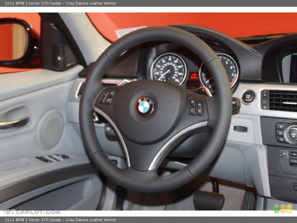 Gray Dakota Leather Interior Steering Wheel for the 2011 BMW 3 Series 335i Sedan #40636534